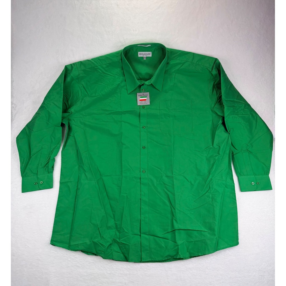 Daniel Ellissa Mens Classic Green Dress Shirt 21.5‎ 37-38 Big & Tall DS3001 NWT